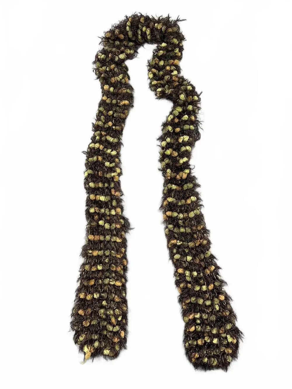 Handmade‎ Chunky Textured Brown and Green Scarf